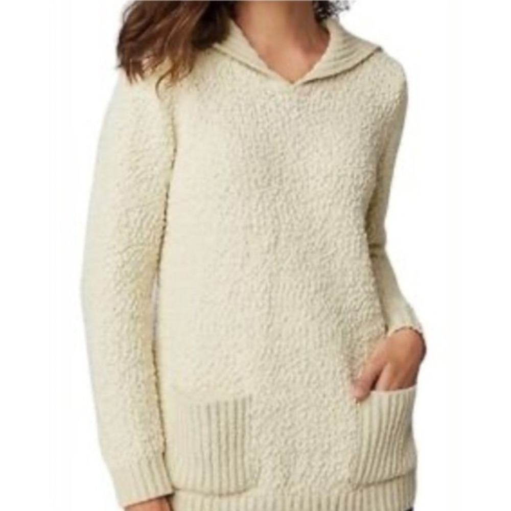 J.Jill Cream Textured Knit Pullover Shawl Collared Sweater Top Womens‎ Small